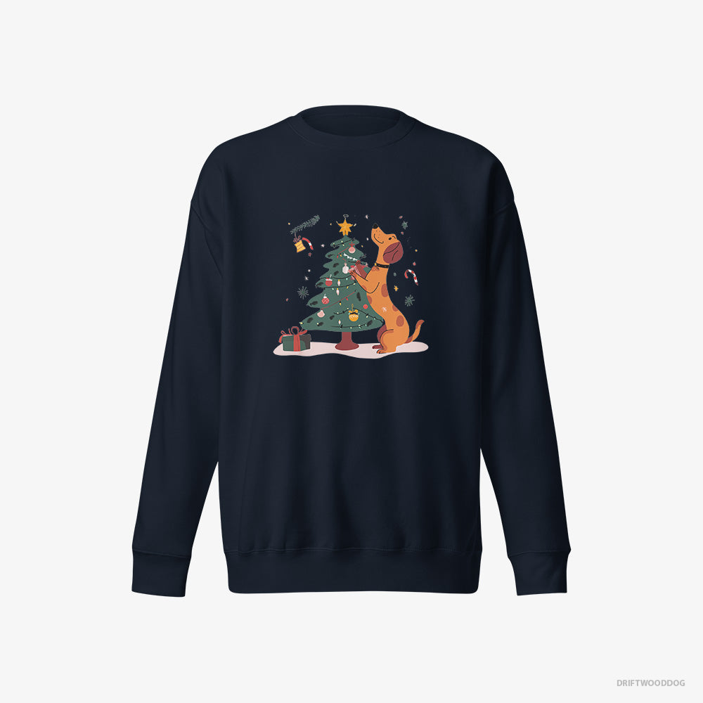 Dachshund Decorating the Christmas Tree – Men's Sweatshirt Navy Eco – Eco-Friendly