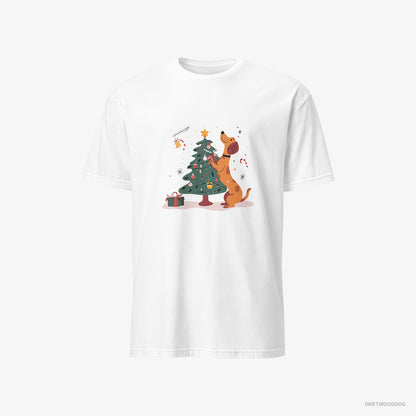 Dachshund Decorating the Christmas Tree White T-Shirt