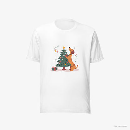 Dachshund Decorating the Christmas Tree White T-Shirt