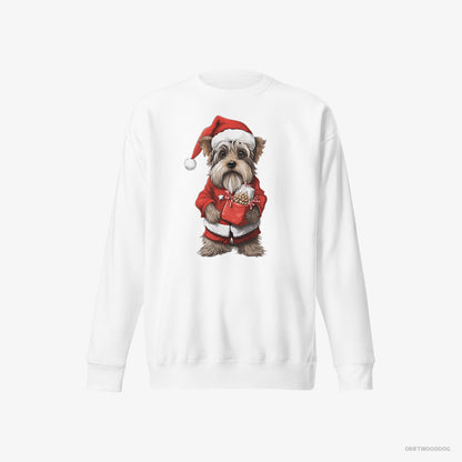 Yorkshire Terrier Carrying a Bag of Christmas Cookies White Sweatshirt