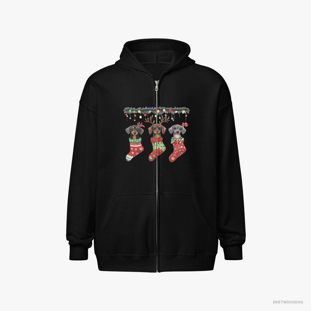 Dachshund Peeking Out of Christmas Stockings Full-Zip Hoodie