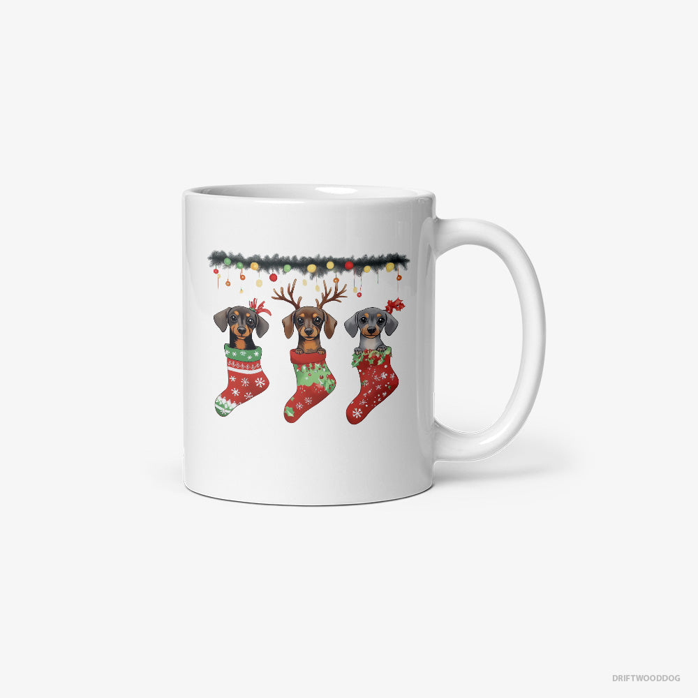 Dachshund Peeking Out of Christmas Stockings Classic Mug