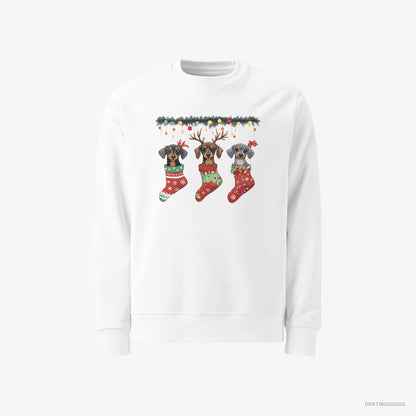 Dachshund Peeking Out of Christmas Stockings White Sweatshirt