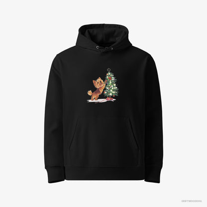 Yorkshire Terrier Setting Up the Christmas Tree Black Hoodie