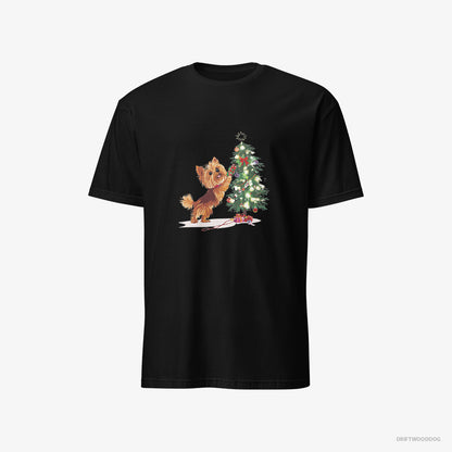 Yorkshire Terrier Setting Up the Christmas Tree Black T-Shirt