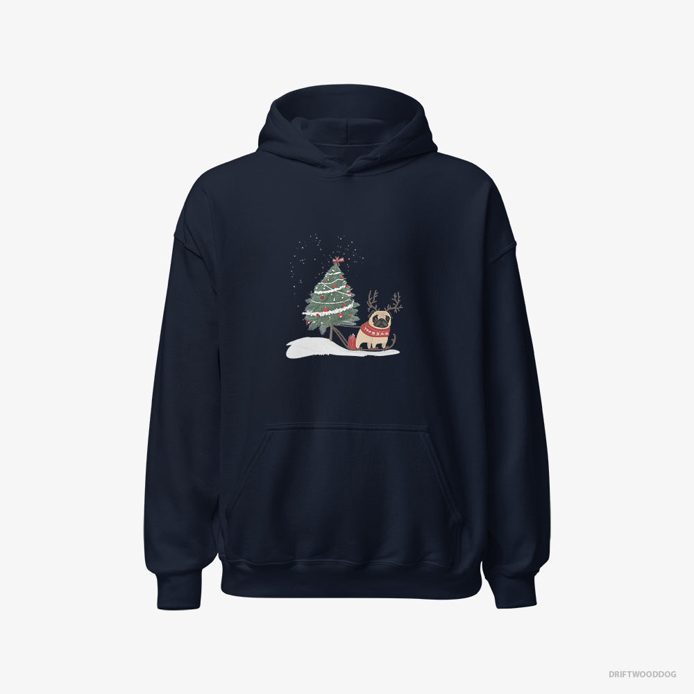 Pug Dragging a Christmas Tree Classic Hoodie