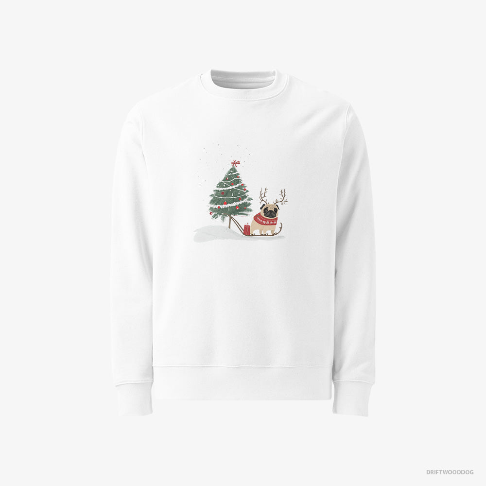 Pug Dragging a Christmas Tree Classic Sweatshirt