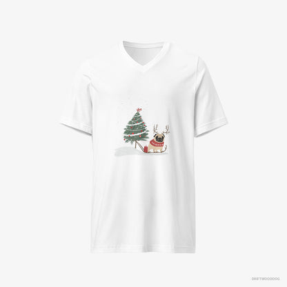 Pug Dragging a Christmas Tree White T-Shirt