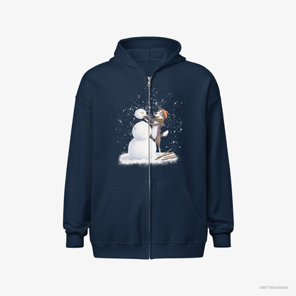 Border Collie Forming a Snowman Navy Hoodie