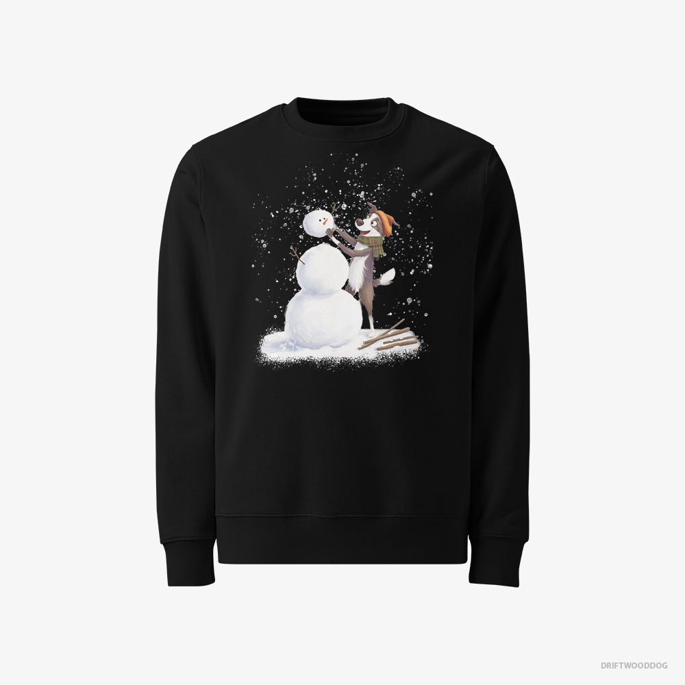 Border Collie Sweatshirt – Men Black Sweatshirt Classic – Forming a Snowman (on White Background)