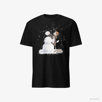 Border Collie Forming a Snowman Black T-Shirt