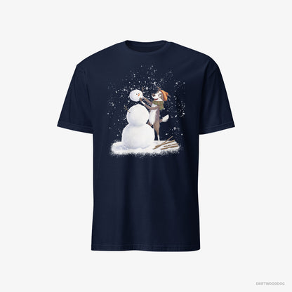 Border Collie T-Shirt – Men Navy T-Shirt Classic – Forming a Snowman (on White Background)