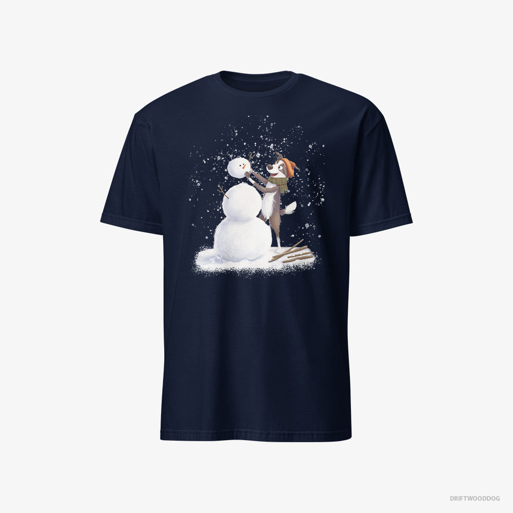 Funny Border Collie Forming a Snowman – Men's T-Shirt Navy – Classic