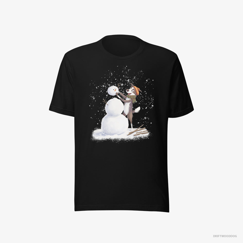 Funny Border Collie Forming a Snowman – Men's T-Shirt Black Eco – Eco-Friendly