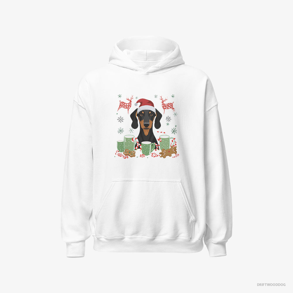 Dobermann Hoodie – Men White Hoodie Classic – in a Winter Holiday Theme (on White Background)