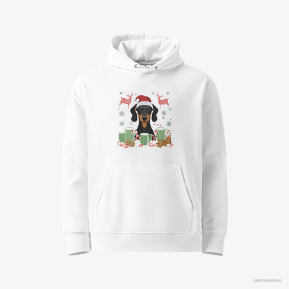 Dobermann in a Winter Holiday Theme White Hoodie