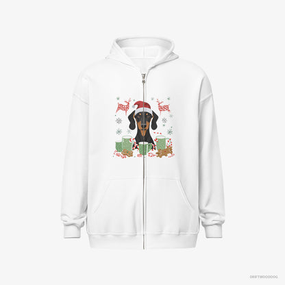 Dobermann in a Winter Holiday Theme White Hoodie