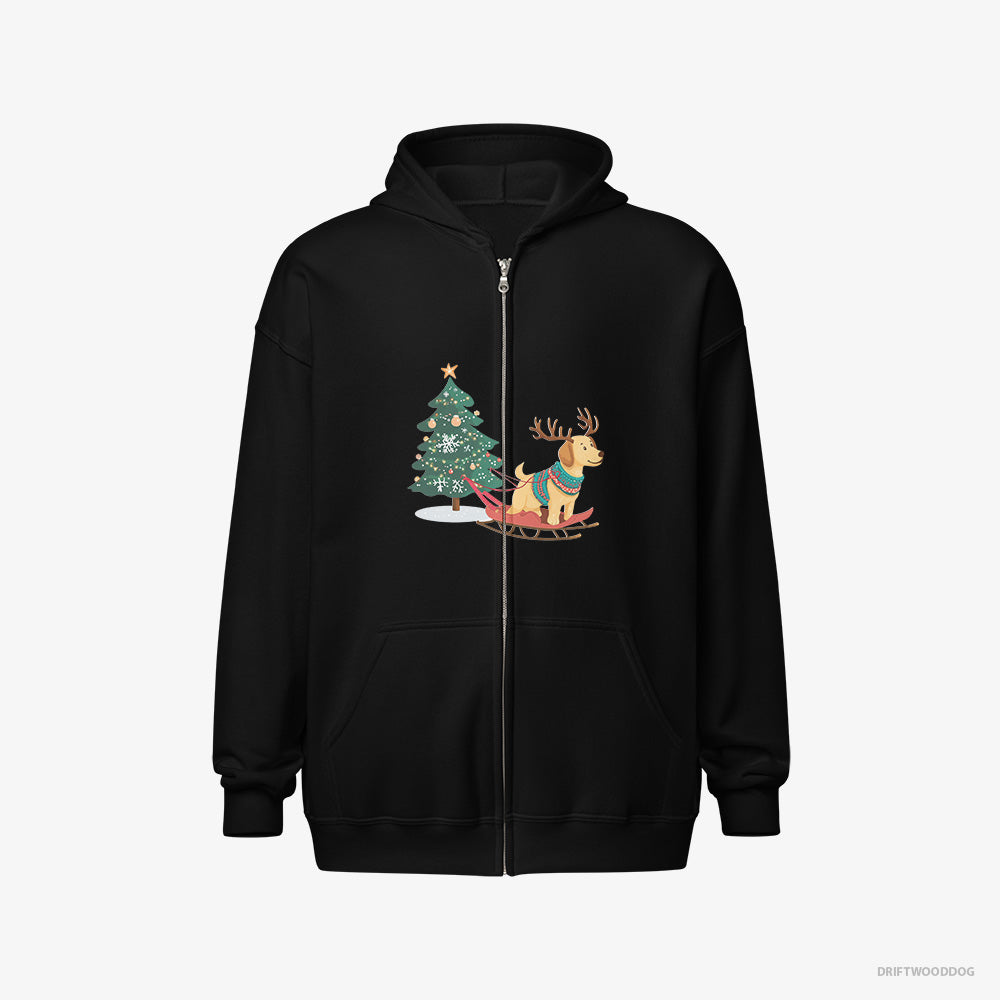 Labrador Retriever Towing a Christmas Tree on a Sled Full-Zip Hoodie