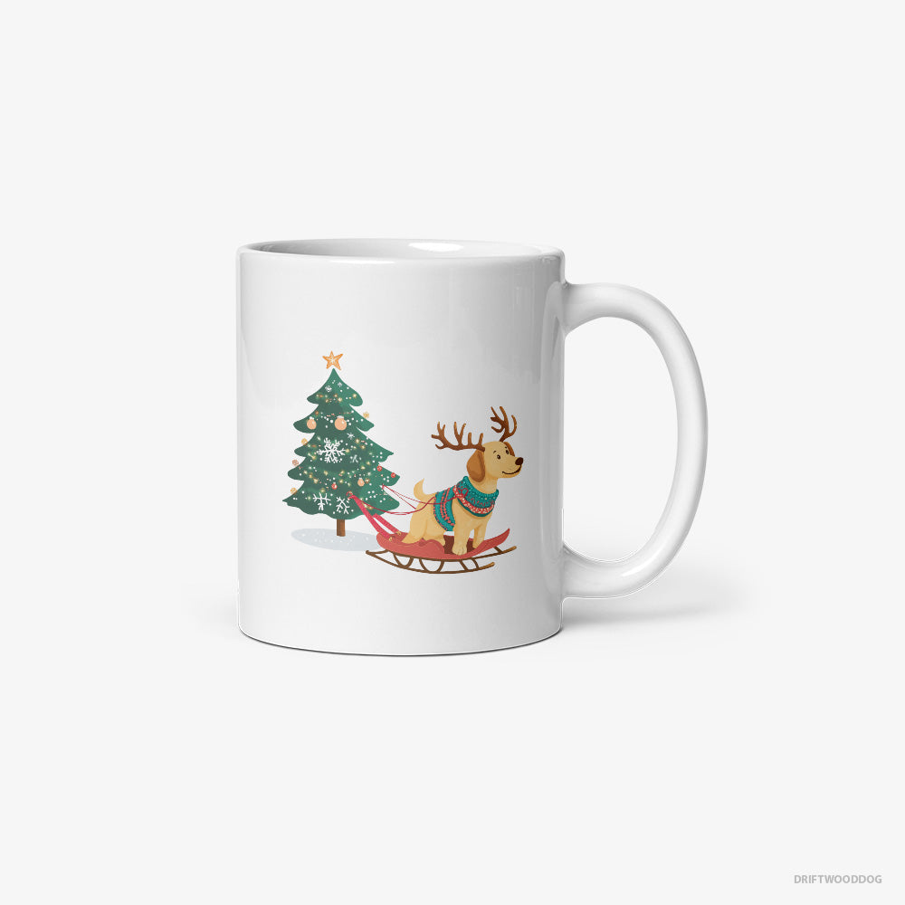 Labrador Retriever Towing a Christmas Tree on a Sled Classic Mug