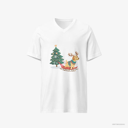 Labrador Retriever Towing a Christmas Tree on a Sled White T-Shirt