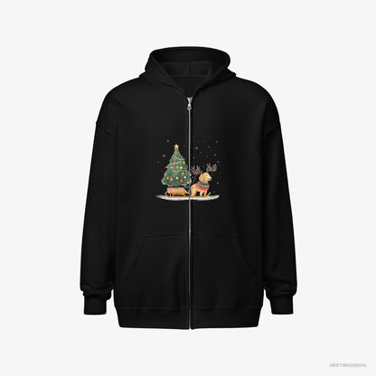 Golden Retriever Carrying a Tree on a Sled Black Hoodie