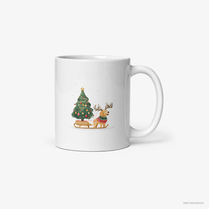 Golden Retriever Carrying a Tree on a Sled White Mug