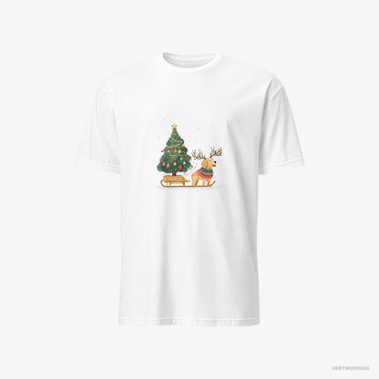 Golden Retriever Carrying a Tree on a Sled White T-Shirt