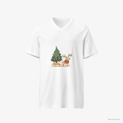 Golden Retriever Carrying a Tree on a Sled White T-Shirt