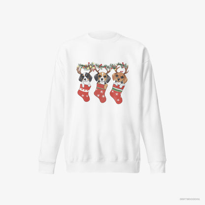 Beagle Puppies in Holiday Stockings White Sweatshirt