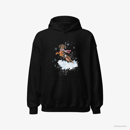 Dachshund Jumping from a Fluffy Cloud Black Hoodie