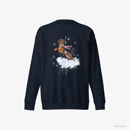 Dachshund Jumping from a Fluffy Cloud Navy Sweatshirt