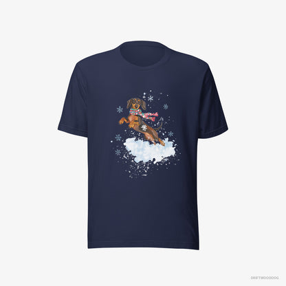 Dachshund Jumping from a Fluffy Cloud Navy T-Shirt