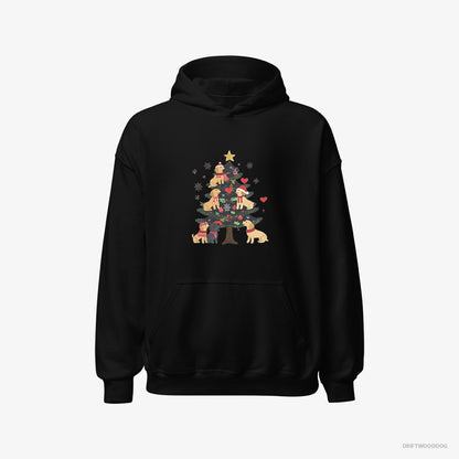 Golden Retriever Puppies Exploring Christmas Tree Black Hoodie