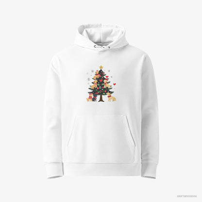 Golden Retriever Puppies Exploring Christmas Tree White Hoodie