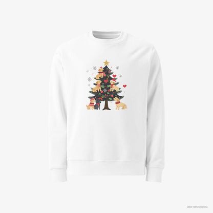 Golden Retriever Puppies Exploring Christmas Tree White Sweatshirt