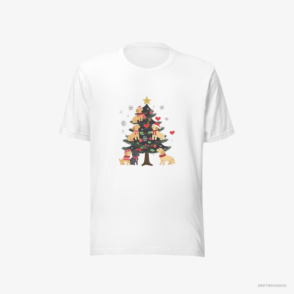 Golden Retriever Puppies Exploring Christmas Tree – Women's T-Shirt White Eco – Eco-Friendly