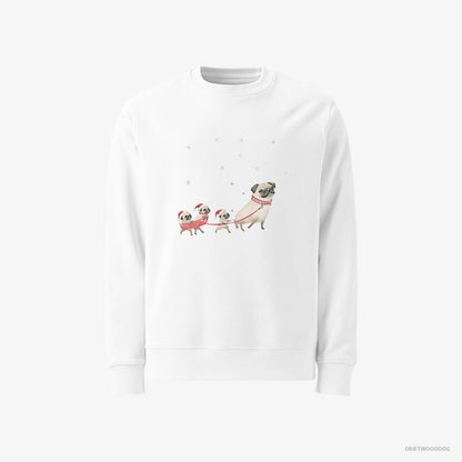 Pug Taking Puppies for a Sled Ride White Sweatshirt