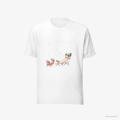 Pug Taking Puppies for a Sled Ride White T-Shirt