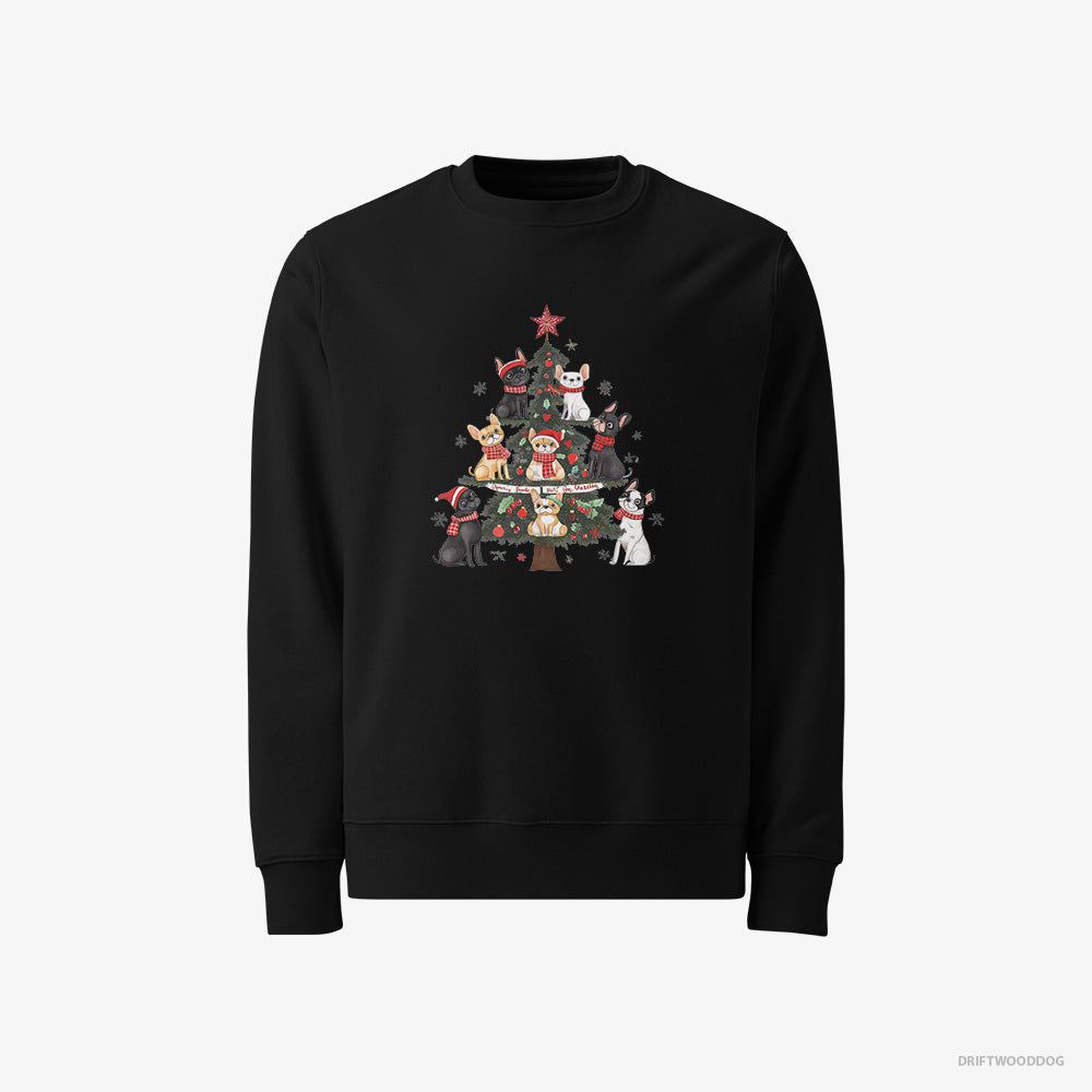 French Bulldog Puppies Climbing the Christmas Tree – Men's Sweatshirt Black – Classic