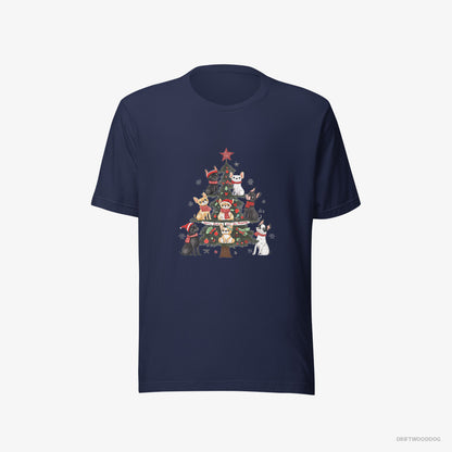 French Bulldog Puppies Climbing the Christmas Tree Navy T-Shirt