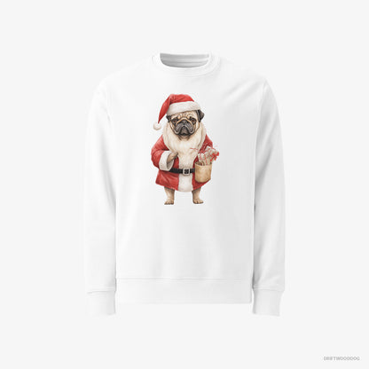 Pug Dressed as Santa White Sweatshirt