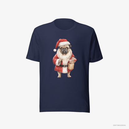 Pug Dressed as Santa Navy T-Shirt