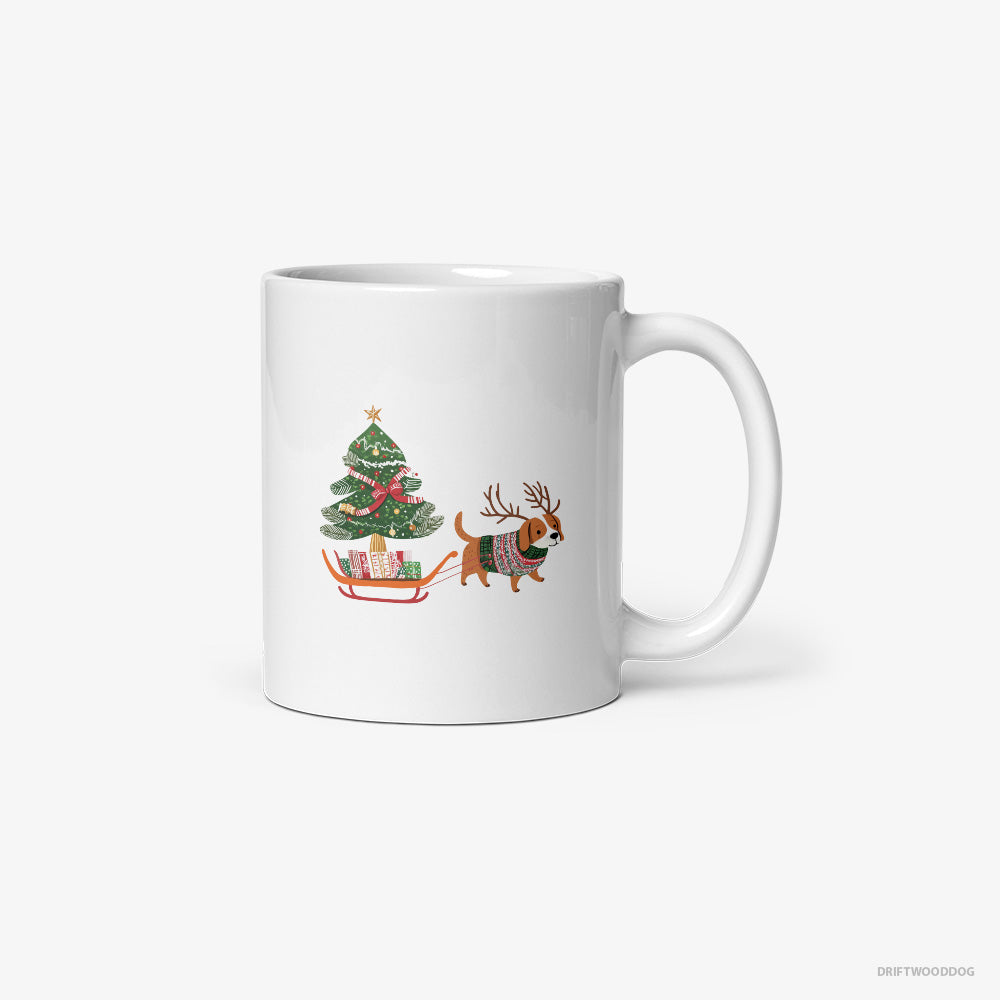 Beagle Dragging a Tree on a Sled Classic Mug