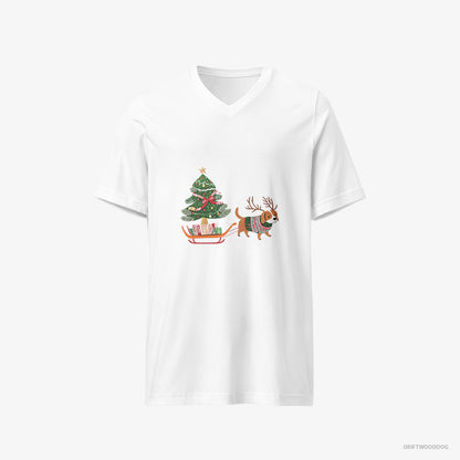 Beagle Dragging a Tree on a Sled White T-Shirt