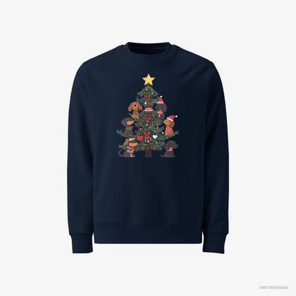 Dachshund Puppies Stuck on Christmas Tree Navy Sweatshirt