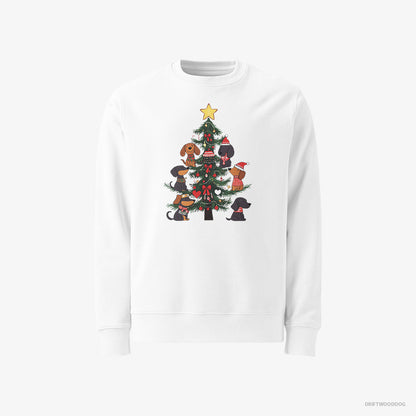 Dachshund Puppies Stuck on Christmas Tree White Sweatshirt