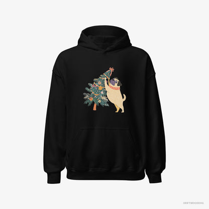 Pug Hanging Decorations on the Christmas Tree Black Hoodie