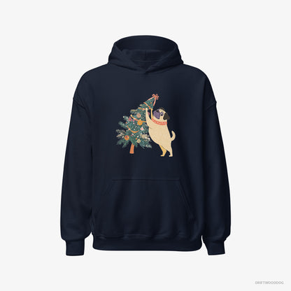 Pug Hanging Decorations on the Christmas Tree Navy Hoodie