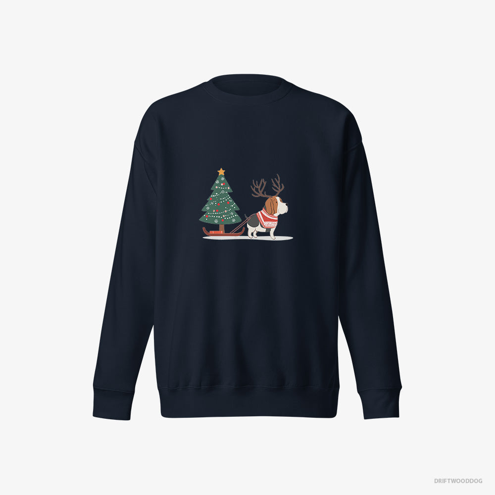 Basset Hound Dragging a Christmas Tree – Men's Sweatshirt Navy Eco – Eco-Friendly