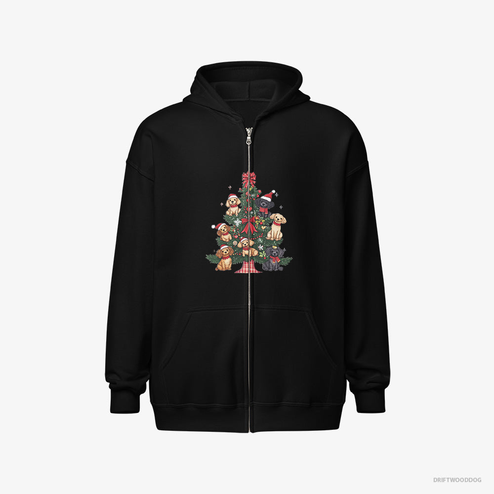 Poodle Puppies Climbing Christmas Tree Branches Full-Zip Hoodie